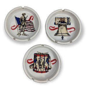 Vintage Swank Bicentennial (1776-1976) Americana Ashtrays 3 Piece Set